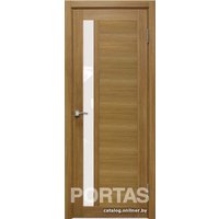 Межкомнатная дверь Portas S28 90x200 (орех карамель, стекло lacobel белый лак)