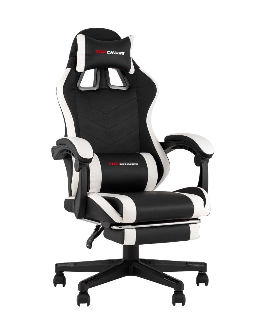 

Игровое (геймерское) кресло TopChairs Prophet с оттоманкой GF-8086 (черно-белый)