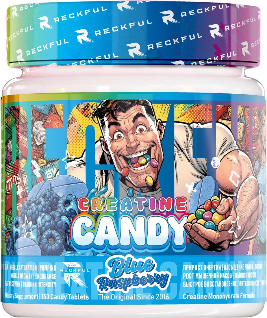 Моногидрат креатина Reckful Сreatine candy (голубая малина, 150 таблеток)