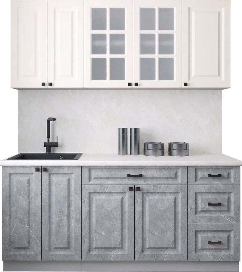 

Готовая кухня Интерлиния Мила Деко 1.8А (керамика/белый/опал светлый)