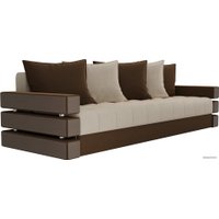 Диван Лига диванов Венеция 27963 (микровельвет, бежевый/коричневый)