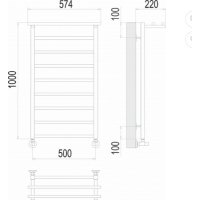 Полотенцесушитель TERMINUS Контур П9 500x1000 с полкой (хром)
