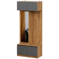 Стенка NN мебель МС Авиньон К Серия 2 (дуб крафт золотой/графит серый, с зеркалом) в Солигорске