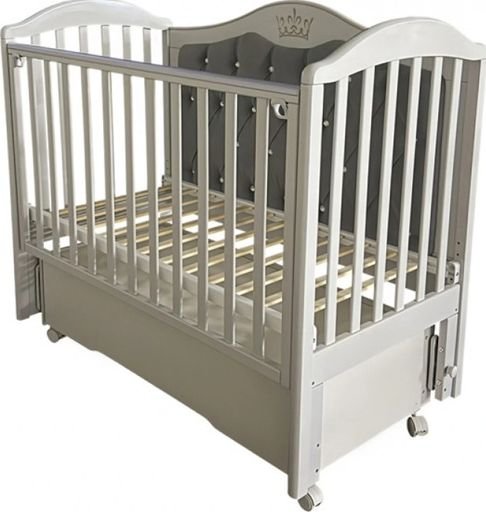 

Классическая детская кроватка Антел Anita-4 с мягкой спинкой, универсальный маятник + колеса, ящик (лунная ночь)