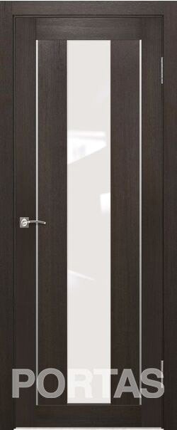 

Межкомнатная дверь Portas S25 60x200 (орех шоколад, стекло lacobel белый лак)