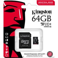 Карта памяти Kingston Industrial microSDXC SDCIT2/64GB 64GB (с адаптером)