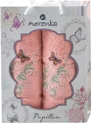 

Набор полотенец Merzuka Papillon 10169 (2 шт, в коробке, персиковый)