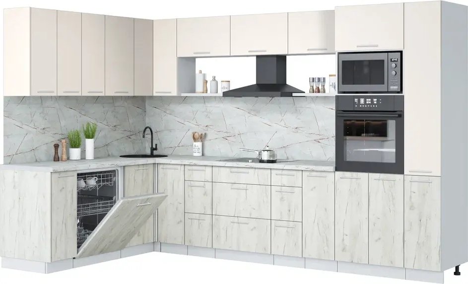 

Готовая кухня Интерлиния Мила Лайт 1.896х3.28 (персидский жемчуг/дуб белый/серый каспий)