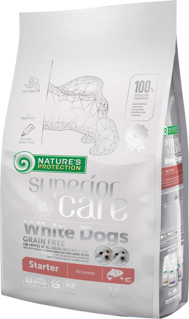 

Сухой корм для собак Nature's Protection SC White Dogs Starter Grain Free Salmon 1.5 кг