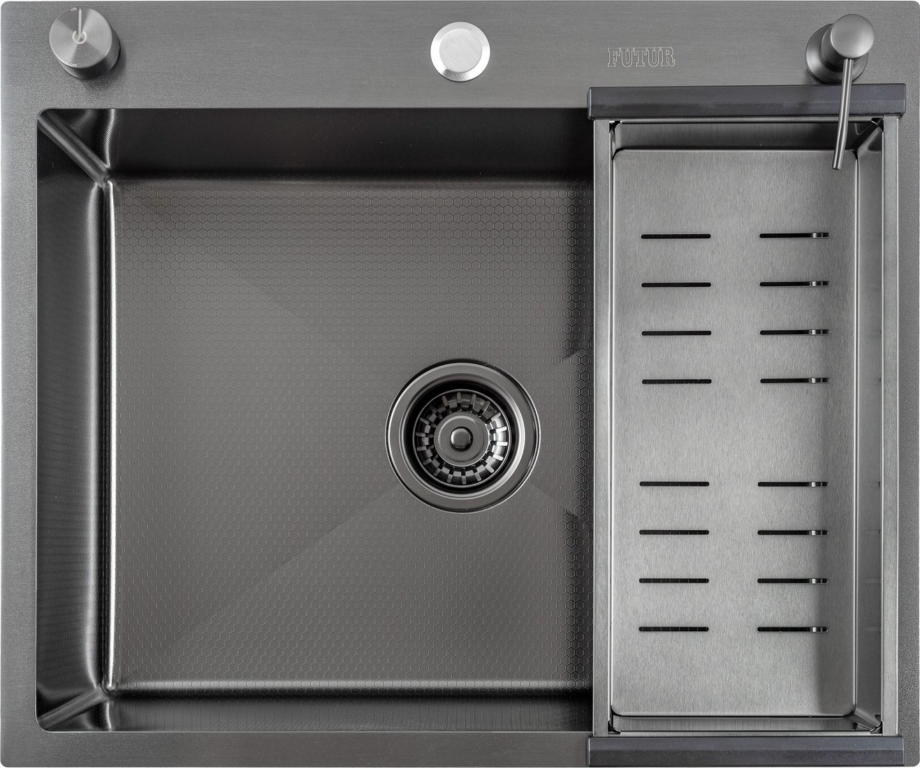 

Кухонная мойка Futur FK 6050 Eco Embossing Pop-up Standart (Black Nano)