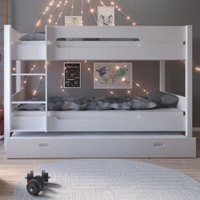Двухъярусная кровать ММЦ Амелия 90x200 (двухъярусная, с выдвижным спальным местом, белый воск)