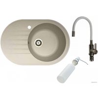 Кухонная мойка БелЭворс Rondo R + смеситель W74004-3 + дозатор L405H (белый) в Лиде