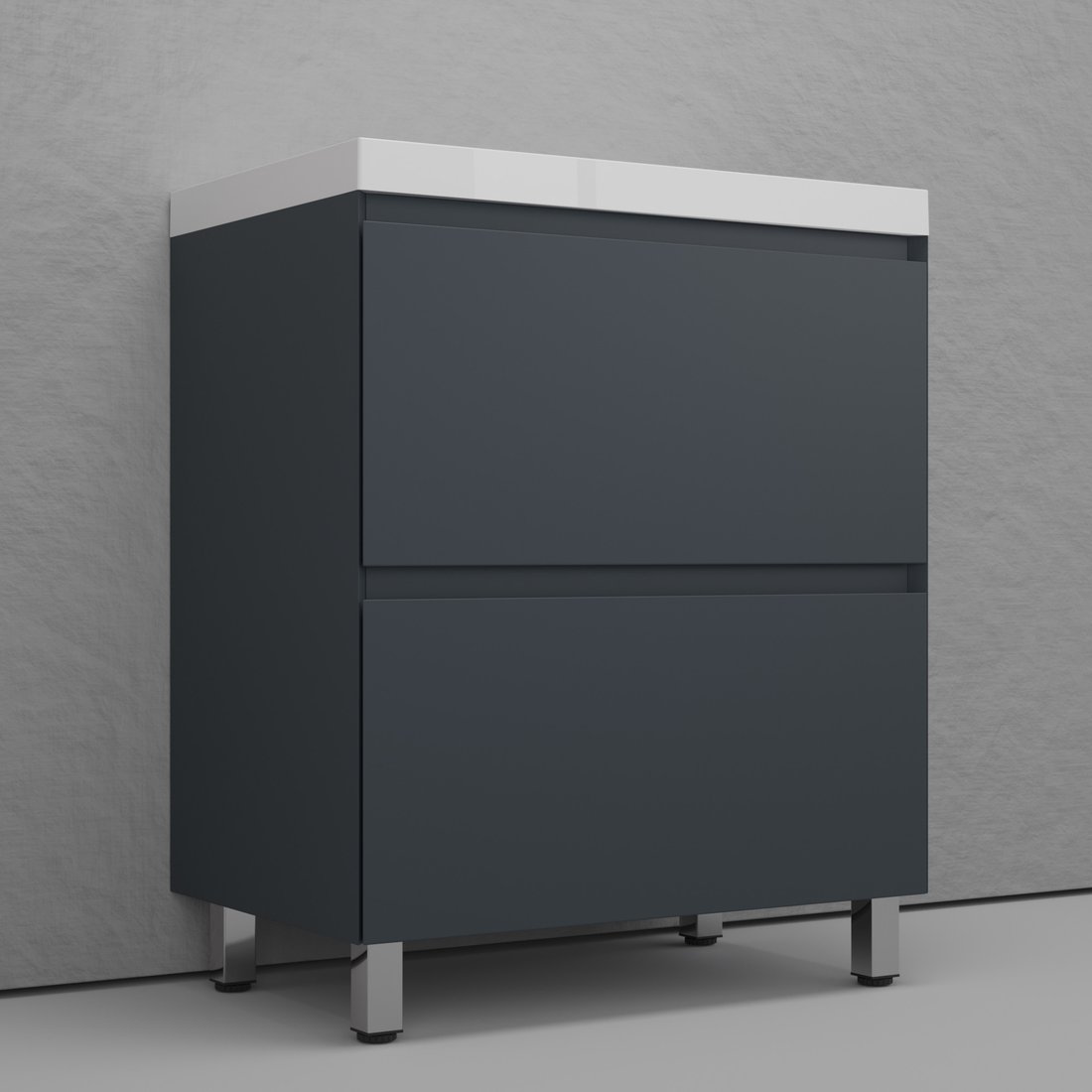 Symbolite Тумба с умывальником Манхэттен 70 Plus 2 ящика + Asti 70x45 (графит/жасмин)