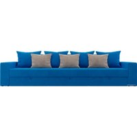 Диван Лига диванов Мэдисон Long 106172 (велюр, голубой/голубой/бежевый)