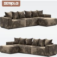 Угловой диван Sempla Монреаль 4 (тиффани коричневый/мора бежевый)