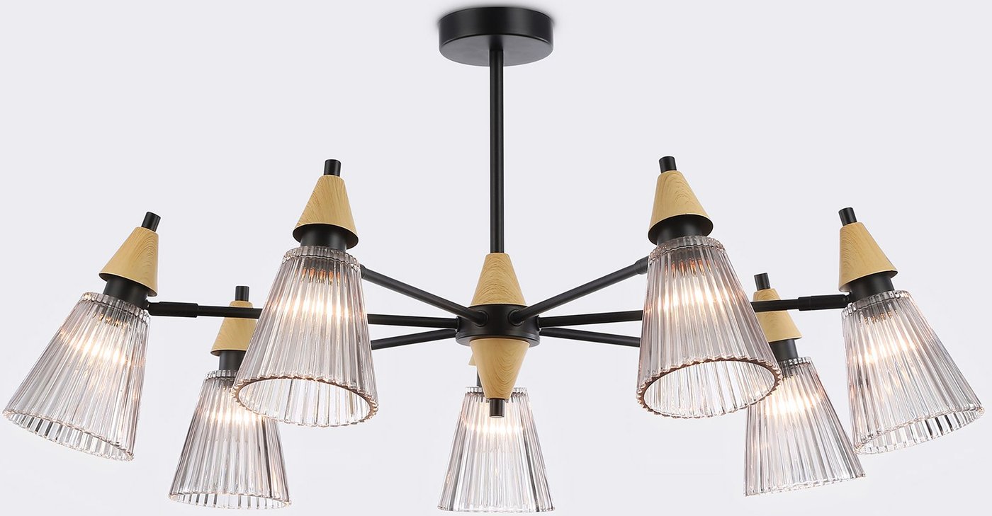 

Подвесная люстра Ambrella LH58116/7 BK/LW/SM (черный/светлое дерево/дымчатый)