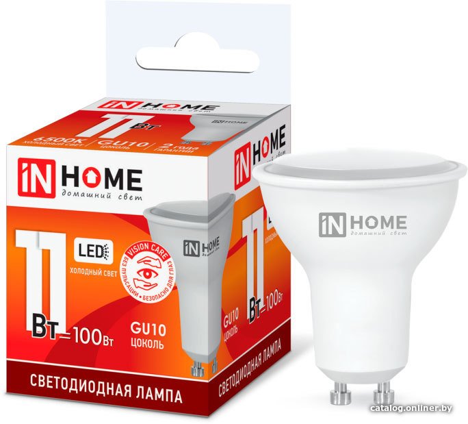 Светодиодная лампочка In Home LED-JCDRC-VC 11Вт 230В GU10 6500К 990Лм 4690612024783
