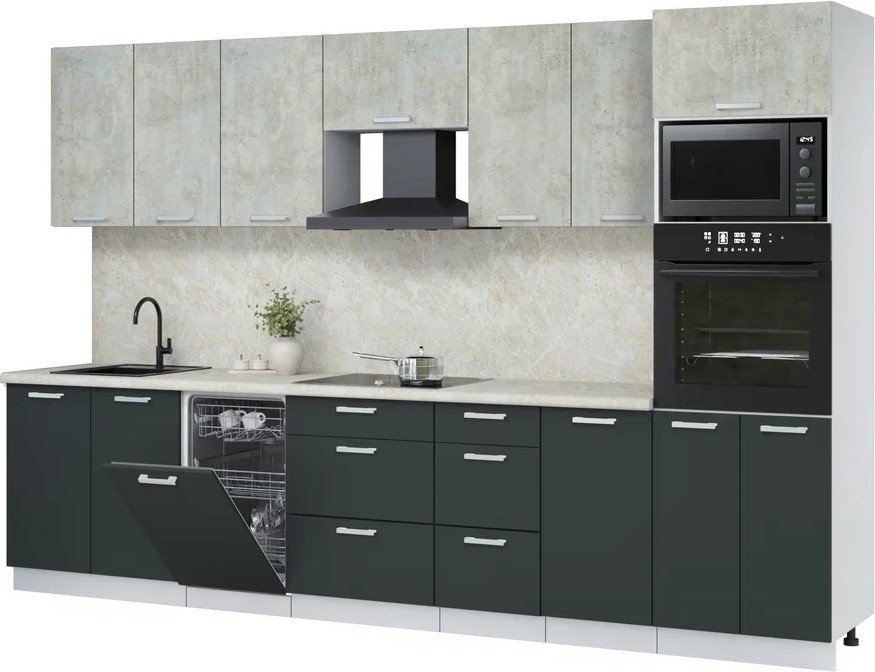 

Готовая кухня Интерлиния Мила Лайт 3.25-ПМ3 ( бетон/антрацит/опал светлый)