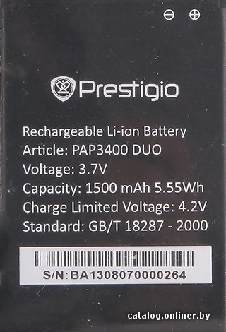 Аккумулятор для телефона Prestigio PAP3400BA