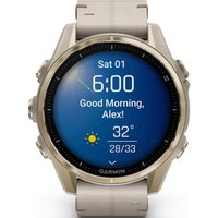 Умные часы Garmin Fenix 8 Sapphire 43мм (золотистый, серый кожаный ремешок)