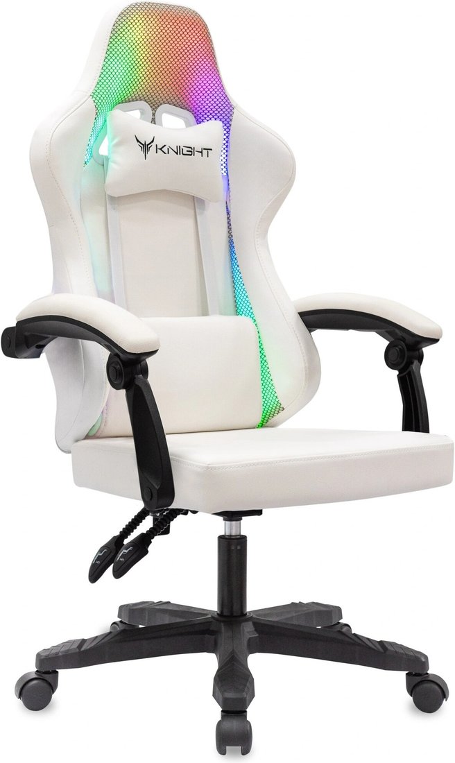 Игровое (геймерское) кресло Knight Wolf RGB (белый)