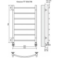 Полотенцесушитель TERMINUS Классик П7 500x796 (оружейная сталь, с наружной резьбой)