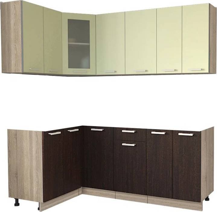 

Готовая кухня Интерлиния Мила 12x20 без столешницы (салатовый/дуб венге)