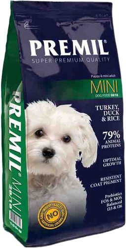 Сухой корм для собак Premil Mini Super Premium для щенков и взрослых собак мал. и ср. пород 15 кг