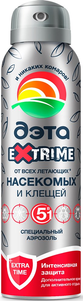 

Аэрозоль против насекомых ДЭТА Extrime специальный от всех летающих и клещей 150 мл