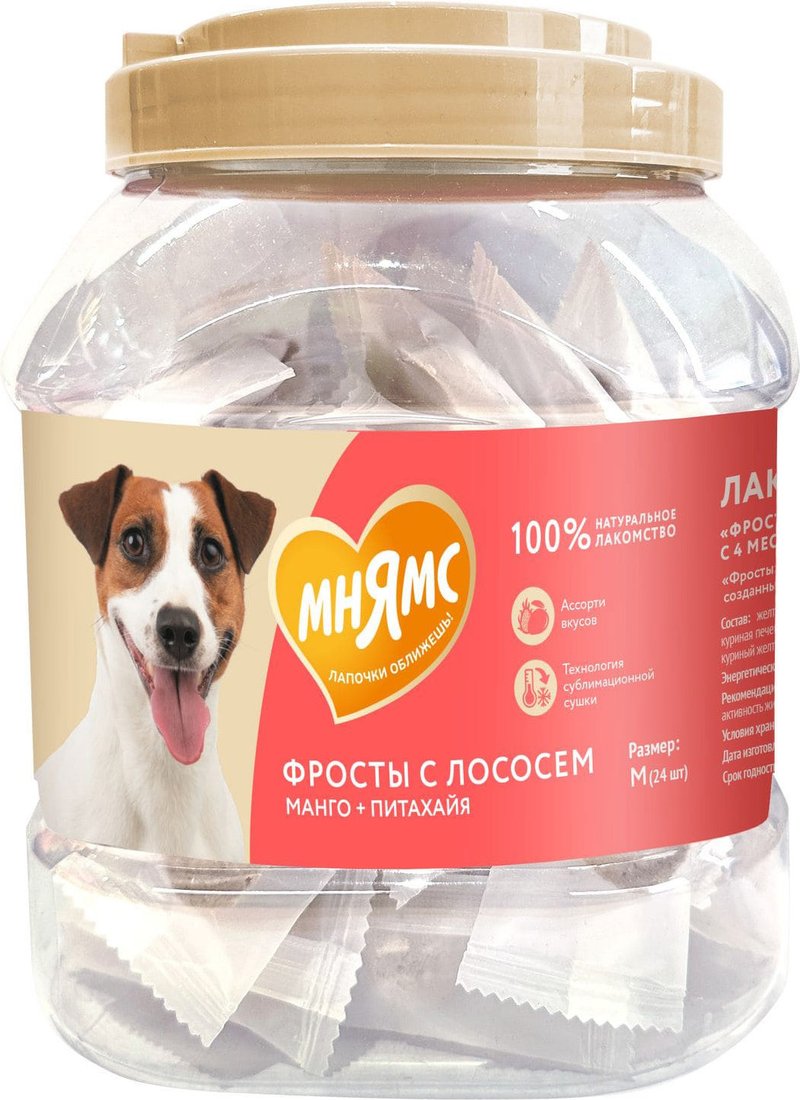 

Лакомство для собак Мнямс И щенков с 4 месяцев Фросты с лососем 7178131 (24 шт)