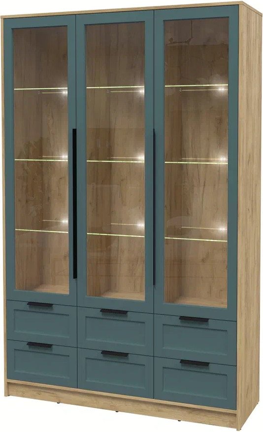 

Шкаф-витрина Интерлиния Концепт Тренд КТ-ШВ3 с подсветкой (дуб золотой/верде)