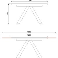 Кухонный стол Listvig Oliver D120-160x750 (дуб канзас коричневый/черный)