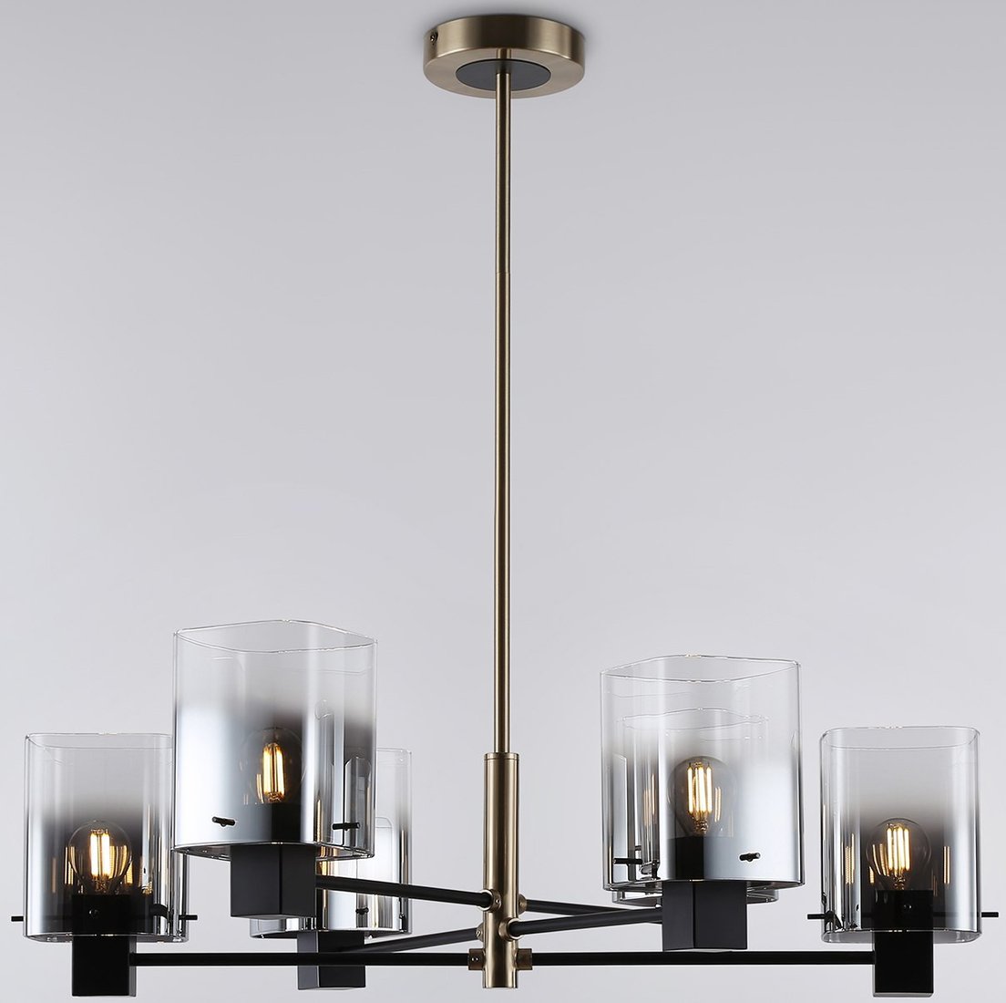Подвесная люстра Ambrella light LH57041/6 BK/DBS/SM (черный/темная латунь/дымчатый)