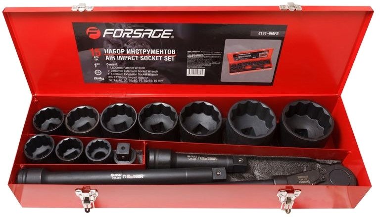 

Набор головок слесарных FORSAGE F-8141-9MPB (15 предметов)