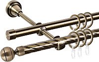 

Карниз для штор АС ФОРОС Grace D16K/16Г составной + наконечники Шар рифленый (2.8м, антик)
