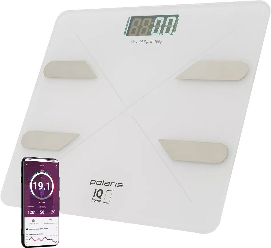 Умные напольные весы Polaris PWS 1898 IQ Home (белый)