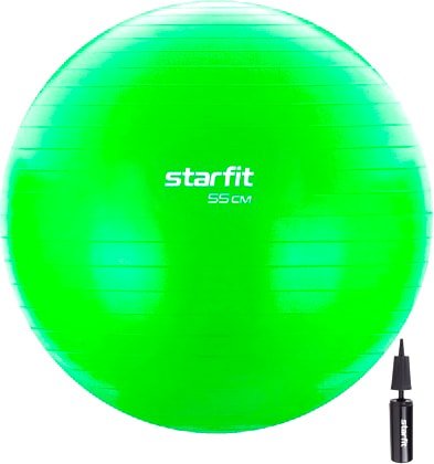 

Гимнастический мяч Starfit GB-106 55 см антивзрыв + ручной насос (зеленый)