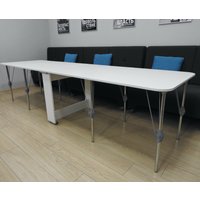 Стол-книга Stoloff Мечта 2280x850 (белый, опоры складные, углы закругленные с роликами и ручками)