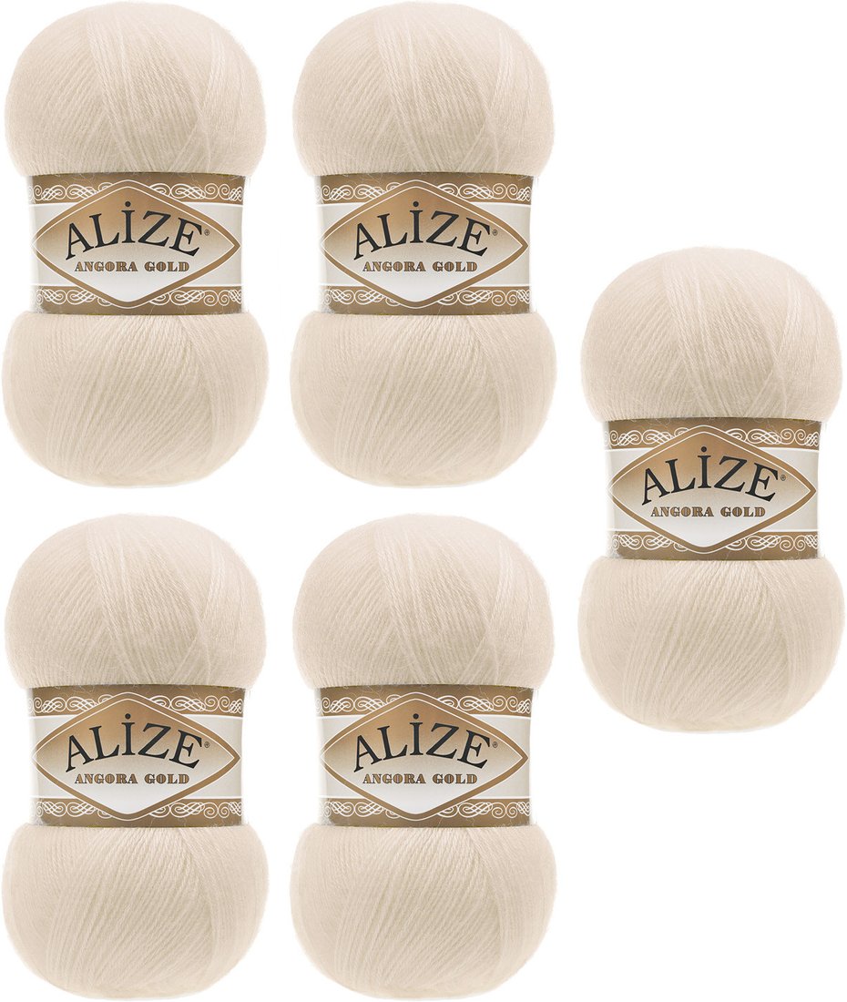 

Набор пряжи для вязания Alize Angora Gold 67 (550 м, светло-бежевый, 5 мотков)