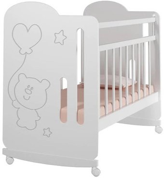 Классическая детская кроватка VDK Sweet Bear колесо-качалка без ящика (белый)