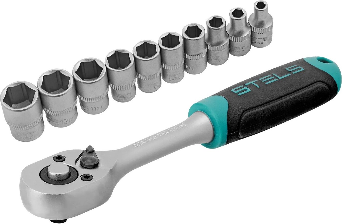 

Набор трещотка с головками Stels 14125 (11 предметов)