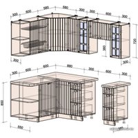 Готовая кухня Интерлиния Берес 1.5x2.1 левая (дуб полярный/серый каспий)