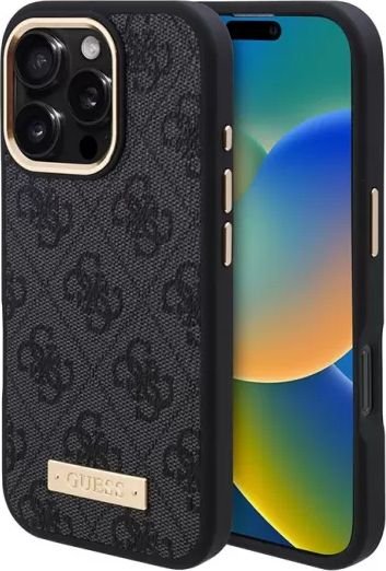 

Чехол для телефона Guess PU 4G Plate metal logo (MagSafe) для iPhone 16 Pro Max GUHMP16XU4GPRK
