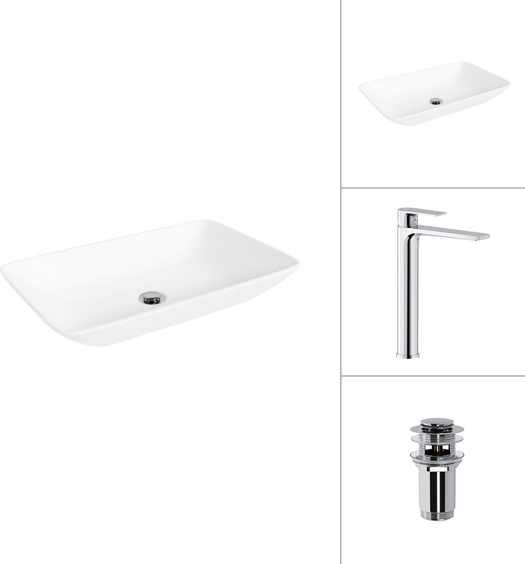 Умывальник Lauter 21540 + Reef 21CK8678C с донным клапаном 21190CH (хром)