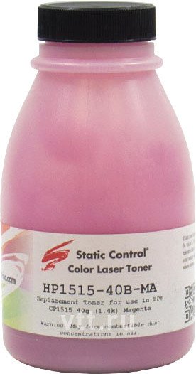 

Тонер Static Control для HP CLJ CP1215/1515/1518 (маджента) 40 г