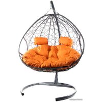 Подвесное кресло M-Group Для двоих 11450307 (серый ротанг/оранжевая подушка)