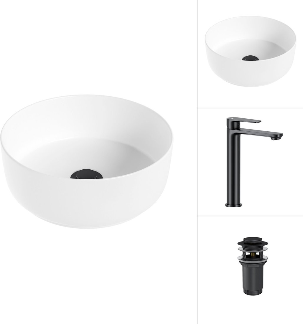 

Умывальник Lauter 21499-31 + Moon 21СК8691BS с донным клапаном 21190B (черный матовый)
