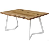 Кухонный стол Buro7 Уиллис 180 (с обзолом и сучками, дуб натуральный/белый)