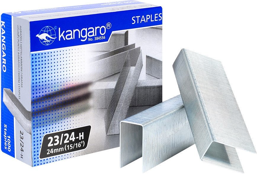 

Скобы канцелярские Kangaro 23/24 1000 шт (металлик)