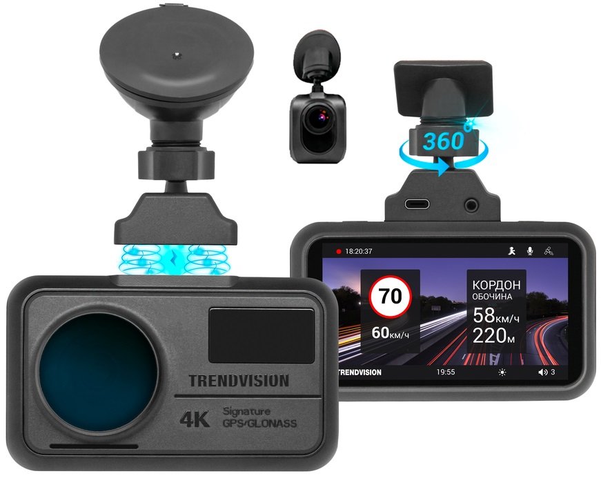 

Видеорегистратор-GPS информатор (2в1) TrendVision TDR-725 Real 4K 2CH